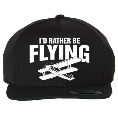 Grandpa Id Rather Be Flying Funny Vintage Airplane Pilot Gift Wool Snapback Cap