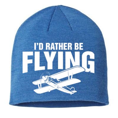 Grandpa Id Rather Be Flying Funny Vintage Airplane Pilot Gift Sustainable Beanie