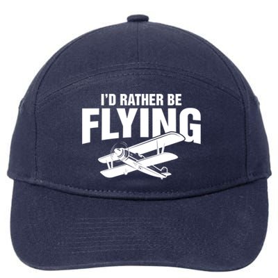 Grandpa Id Rather Be Flying Funny Vintage Airplane Pilot Gift 7-Panel Snapback Hat