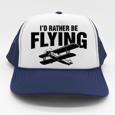 Grandpa Id Rather Be Flying Funny Vintage Airplane Pilot Gift Trucker Hat