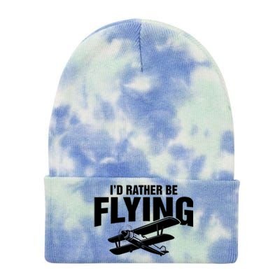 Grandpa Id Rather Be Flying Funny Vintage Airplane Pilot Gift Tie Dye 12in Knit Beanie