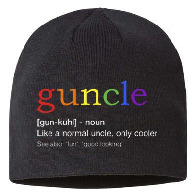 Guncle In Rainbow Flag Colors For Gay Uncle Sustainable Beanie