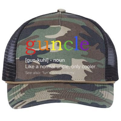 Guncle In Rainbow Flag Colors For Gay Uncle Retro Rope Trucker Hat Cap