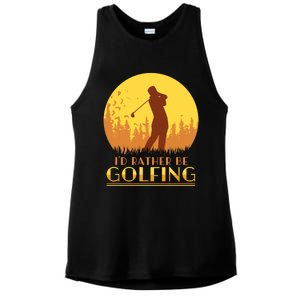 Golfer Id Rather Be Golfing Player Instructor Athlete Gift Ladies PosiCharge Tri-Blend Wicking Tank