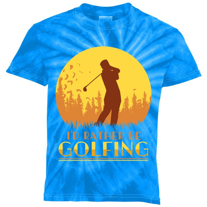 Golfer Id Rather Be Golfing Player Instructor Athlete Gift Kids Tie-Dye T-Shirt