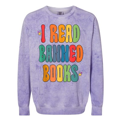 Groovy I Read Banned Books Librarian Reader Bookworm Colorblast Crewneck Sweatshirt