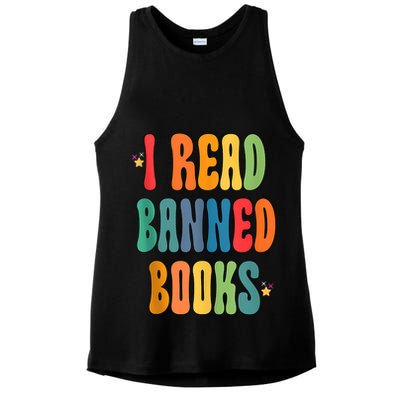 Groovy I Read Banned Books Librarian Reader Bookworm Ladies PosiCharge Tri-Blend Wicking Tank