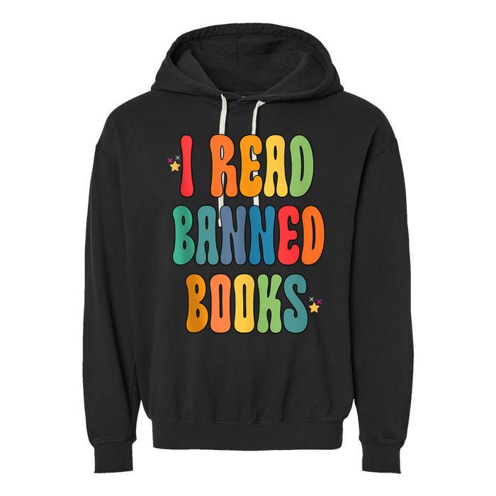 Groovy I Read Banned Books Librarian Reader Bookworm Garment-Dyed Fleece Hoodie