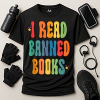 Groovy I Read Banned Books Librarian Reader Bookworm Performance Shirt