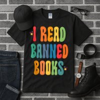 Groovy I Read Banned Books Librarian Reader Bookworm Tall T-Shirt
