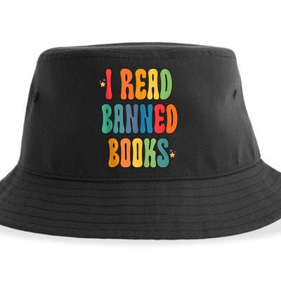 Groovy I Read Banned Books Librarian Reader Bookworm Sustainable Bucket Hat