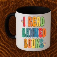 Groovy I Read Banned Books Librarian Reader Bookworm Mug