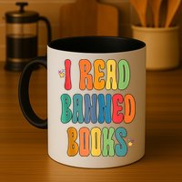 Groovy I Read Banned Books Librarian Reader Bookworm Mug