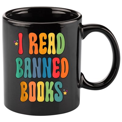 Groovy I Read Banned Books Librarian Reader Bookworm 11oz C Handle Ceramic Mug