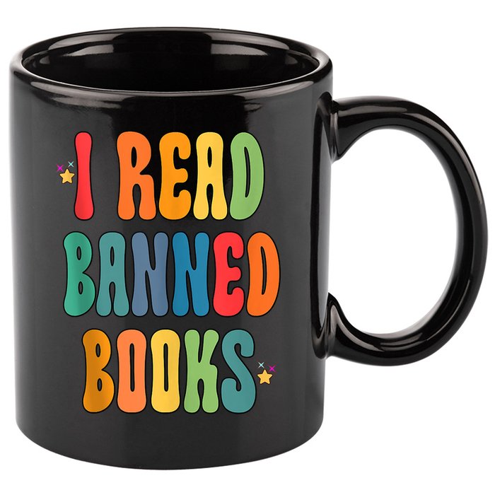 Groovy I Read Banned Books Librarian Reader Bookworm 11oz C Handle Ceramic Mug