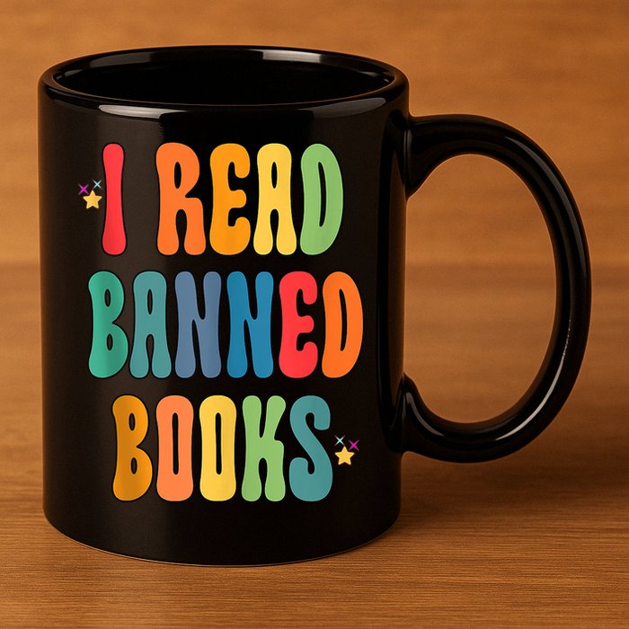 Groovy I Read Banned Books Librarian Reader Bookworm 11oz C Handle Ceramic Mug