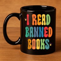 Groovy I Read Banned Books Librarian Reader Bookworm 11oz C Handle Ceramic Mug