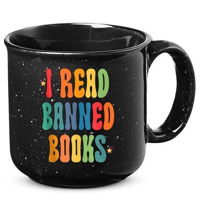 Groovy I Read Banned Books Librarian Reader Bookworm 15oz Campfire Ceramic Mug