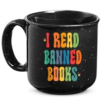 Groovy I Read Banned Books Librarian Reader Bookworm 15oz Campfire Ceramic Mug
