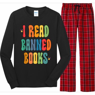 Groovy I Read Banned Books Librarian Reader Bookworm Long Sleeve Pajama Set