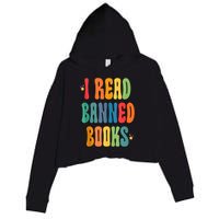 Groovy I Read Banned Books Librarian Reader Bookworm Crop Fleece Hoodie