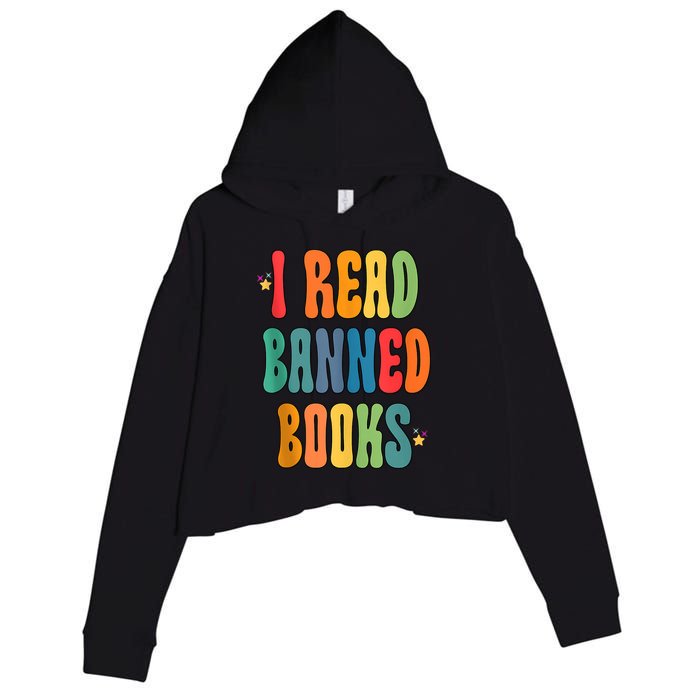 Groovy I Read Banned Books Librarian Reader Bookworm Crop Fleece Hoodie