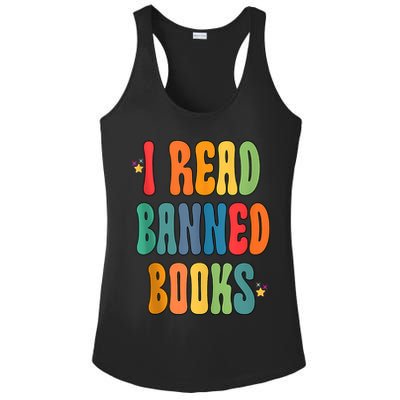 Groovy I Read Banned Books Librarian Reader Bookworm Ladies PosiCharge Competitor Racerback Tank