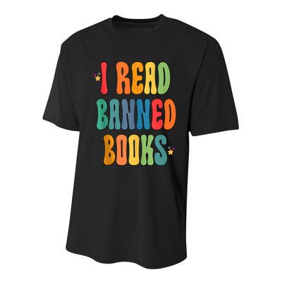 Groovy I Read Banned Books Librarian Reader Bookworm Youth Performance Sprint T-Shirt