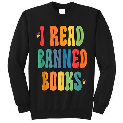 Groovy I Read Banned Books Librarian Reader Bookworm Tall Sweatshirt