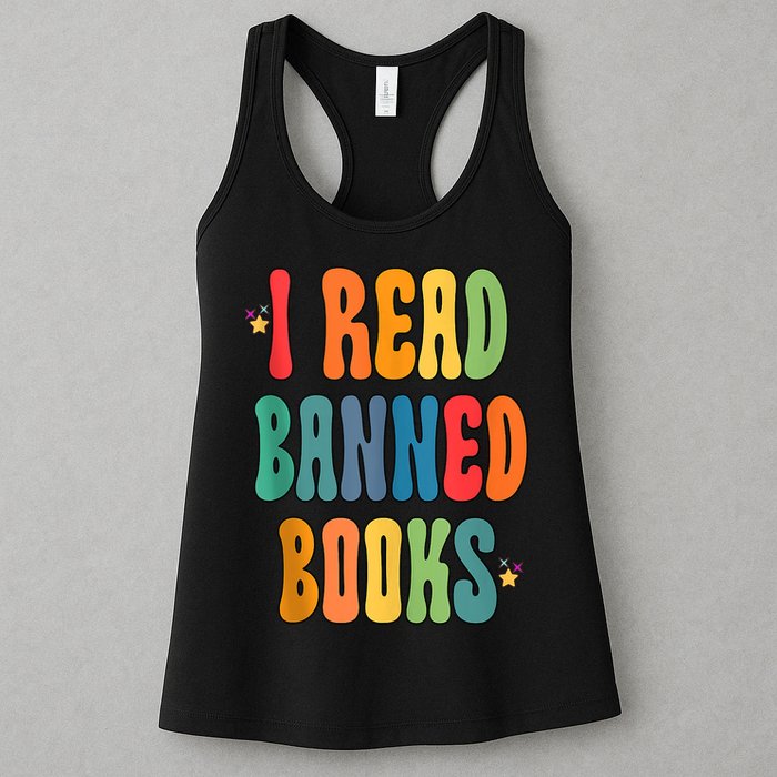 Groovy I Read Banned Books Librarian Reader Bookworm Womens Tank Top
