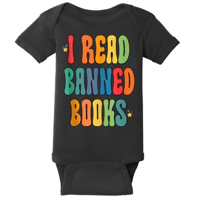 Groovy I Read Banned Books Librarian Reader Bookworm Baby Bodysuit
