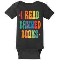 Groovy I Read Banned Books Librarian Reader Bookworm Baby Bodysuit