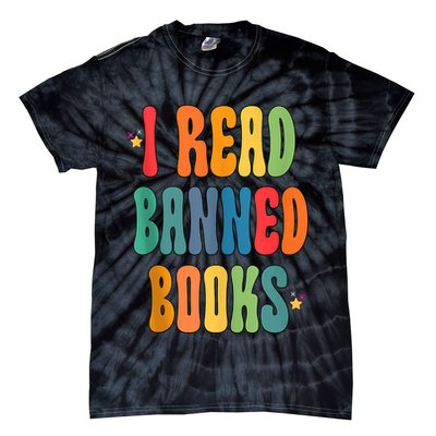Groovy I Read Banned Books Librarian Reader Bookworm Tie-Dye T-Shirt