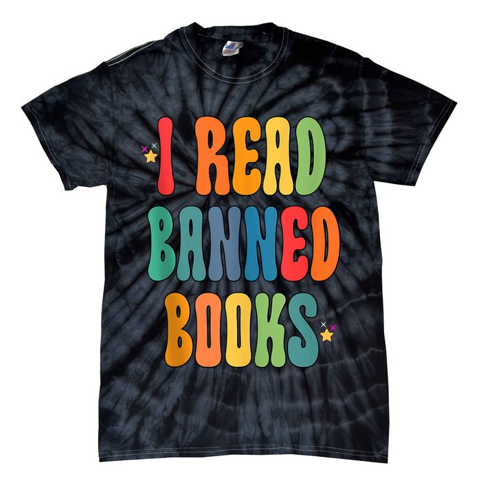 Groovy I Read Banned Books Librarian Reader Bookworm Tie-Dye T-Shirt