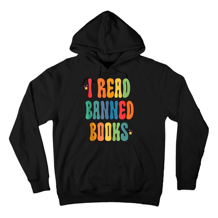 Groovy I Read Banned Books Librarian Reader Bookworm Tall Hoodie