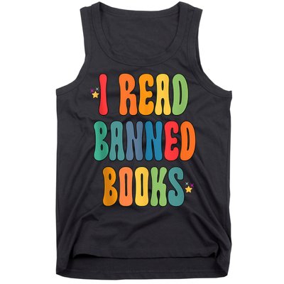 Groovy I Read Banned Books Librarian Reader Bookworm Tank Top