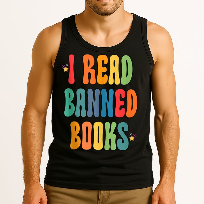 Groovy I Read Banned Books Librarian Reader Bookworm Tank Top
