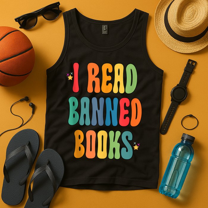 Groovy I Read Banned Books Librarian Reader Bookworm Tank Top