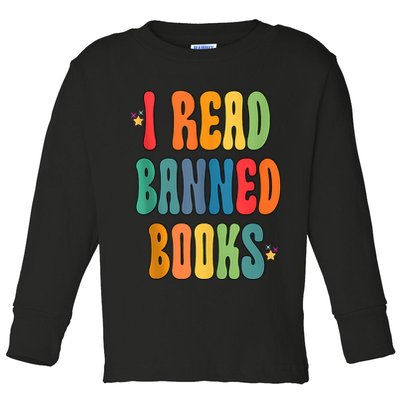 Groovy I Read Banned Books Librarian Reader Bookworm Toddler Long Sleeve Shirt
