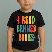 Groovy I Read Banned Books Librarian Reader Bookworm Toddler T-Shirt