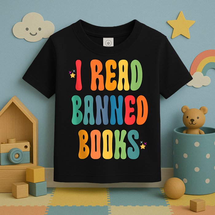 Groovy I Read Banned Books Librarian Reader Bookworm Toddler T-Shirt