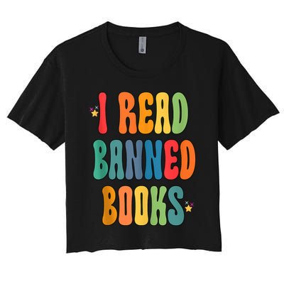Groovy I Read Banned Books Librarian Reader Bookworm Crop Top