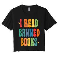 Groovy I Read Banned Books Librarian Reader Bookworm Crop Top