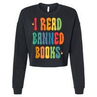 Groovy I Read Banned Books Librarian Reader Bookworm Cropped Pullover Crew