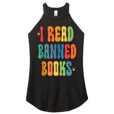Groovy I Read Banned Books Librarian Reader Bookworm Women's Perfect Tri Rocker Tank