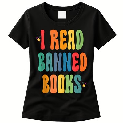 Groovy I Read Banned Books Librarian Reader Bookworm Womens T-Shirt