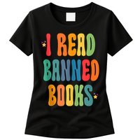 Groovy I Read Banned Books Librarian Reader Bookworm Womens T-Shirt