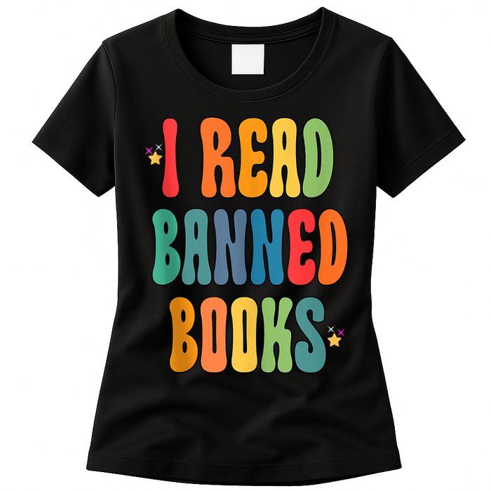 Groovy I Read Banned Books Librarian Reader Bookworm Womens T-Shirt