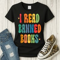 Groovy I Read Banned Books Librarian Reader Bookworm Womens T-Shirt