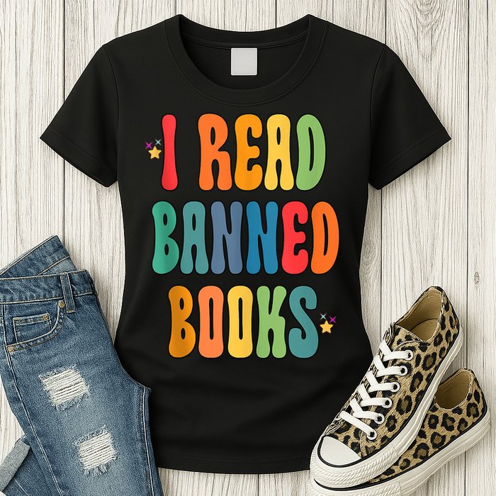 Groovy I Read Banned Books Librarian Reader Bookworm Womens T-Shirt